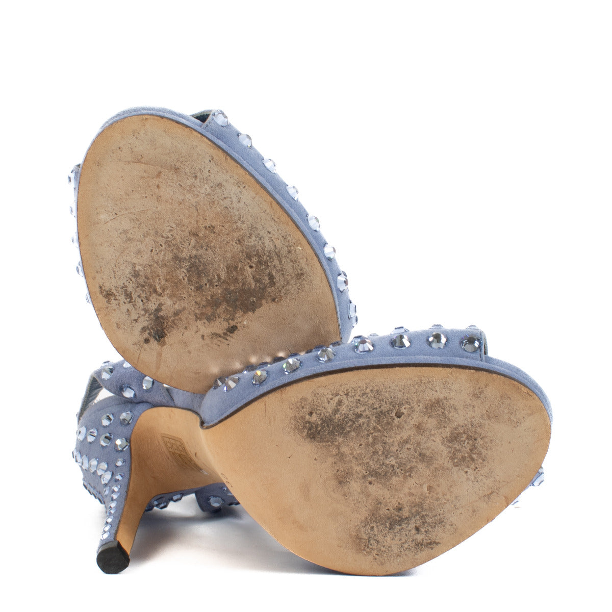 Gucci Blauwe Suède Kristallen Sandalen - maat 39