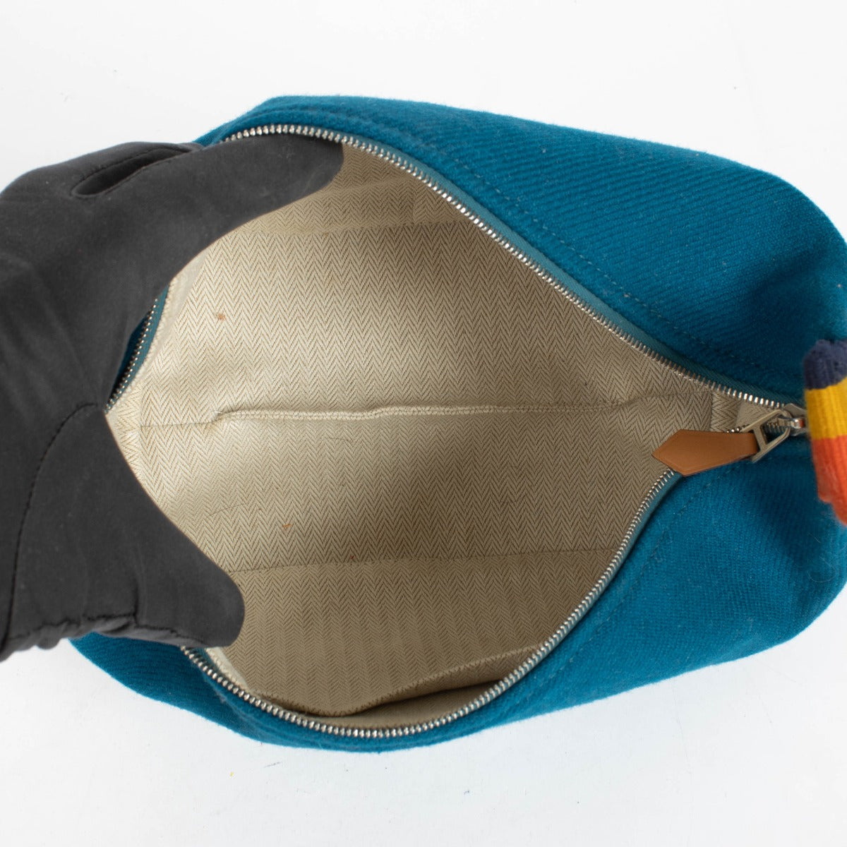 Shop the authentic Hermès Blue Paon Wool Bride-a-Brac Large Case on Labellov.com