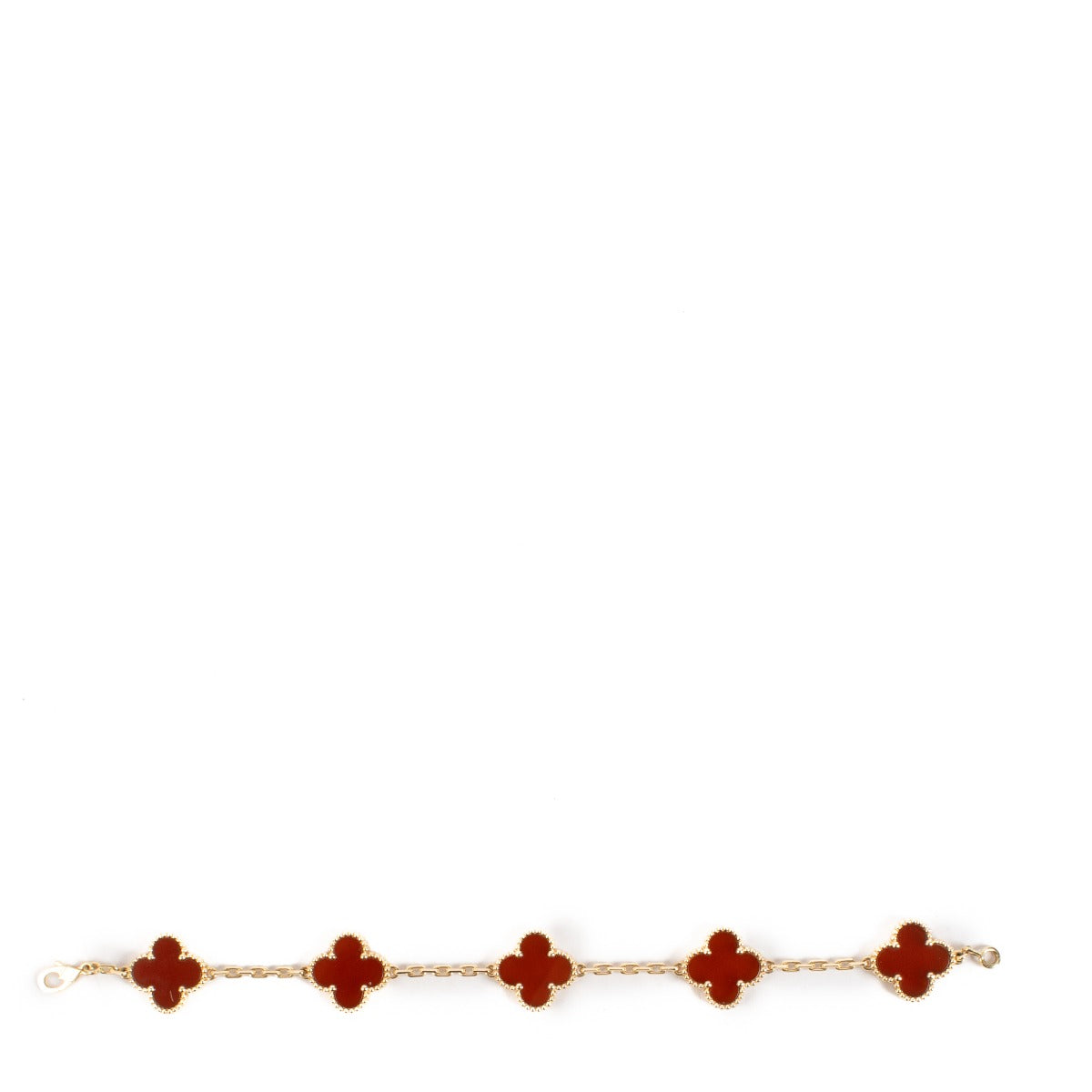 Van Cleef & Arpels Carnelian/Yellow Gold Vintage Alhambra 5 Motifs Bracelet on www.labellov.com