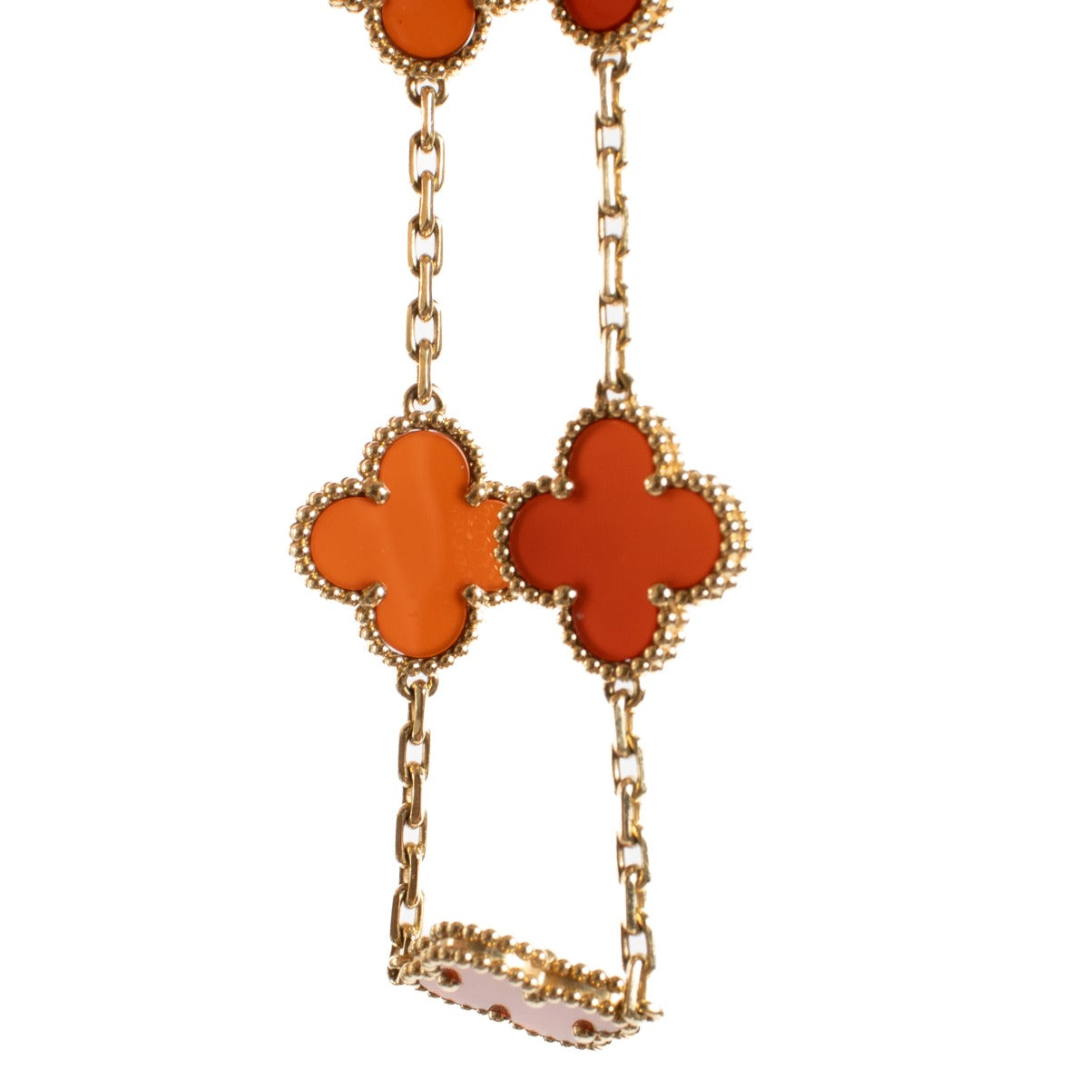 Van Cleef & Arpels Carnelian/Yellow Gold Vintage Alhambra 5 Motifs Bracelet on www.labellov.com