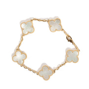 Van Cleef & Arpels Mother-of-Pearl/Yellow Gold Vintage Alhambra 5 Motifs Bracelet