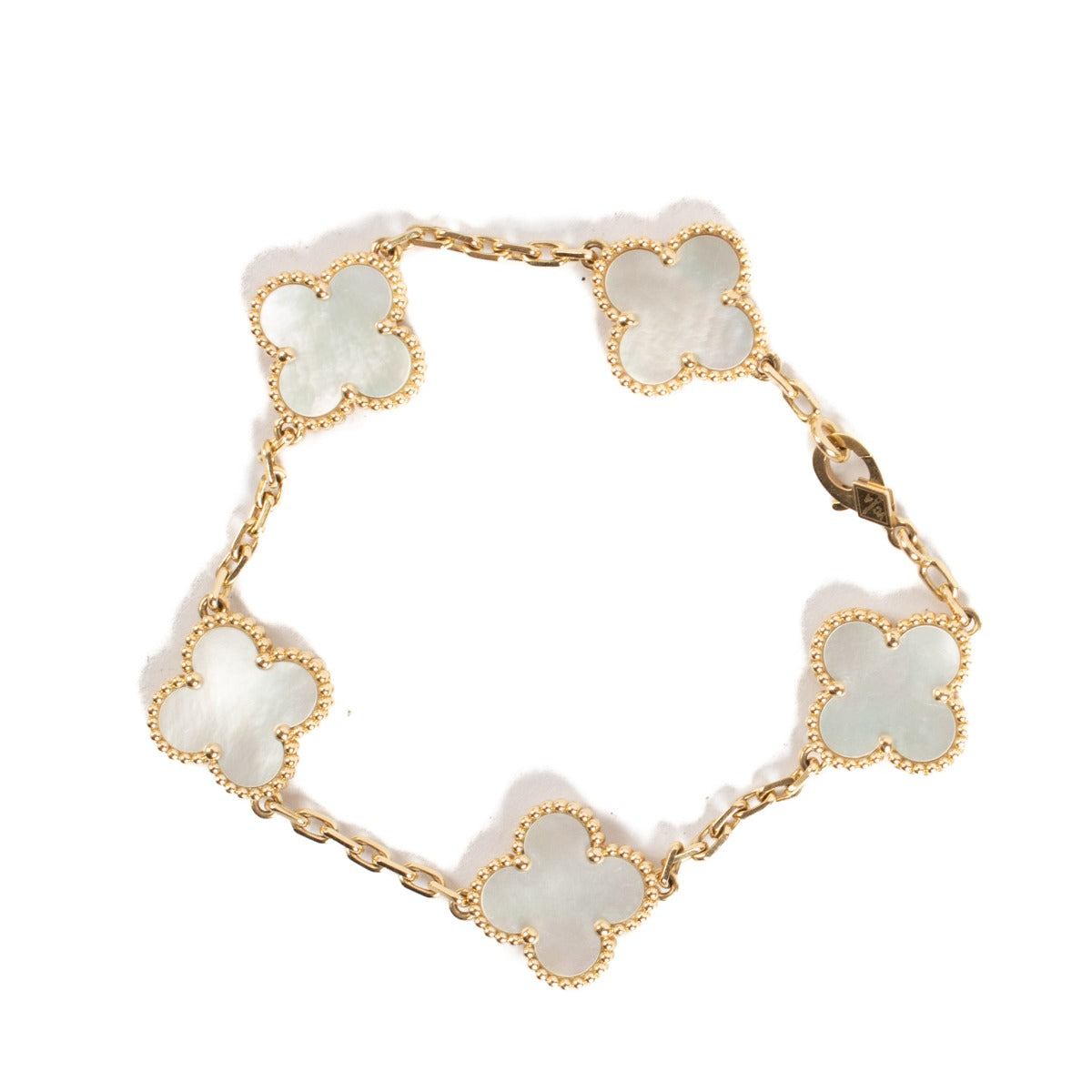 Van Cleef & Arpels Mother-of-Pearl/Yellow Gold Vintage Alhambra 5 Motifs Bracelet