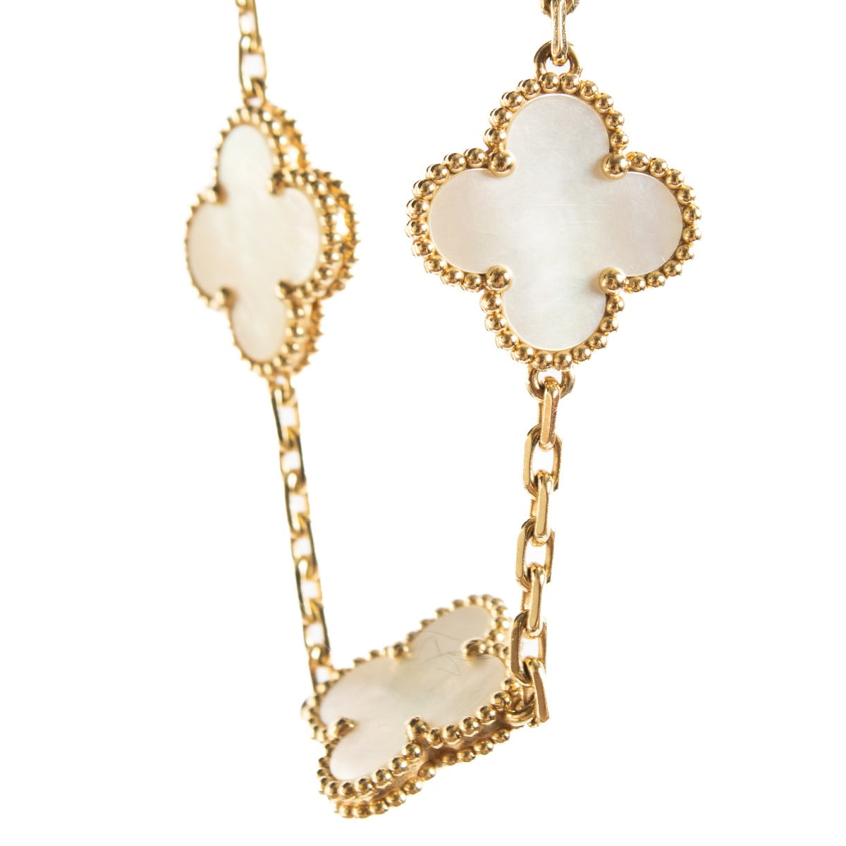 Van Cleef & Arpels Mother-of-Pearl/Yellow Gold Vintage Alhambra 5 Motifs Bracelet