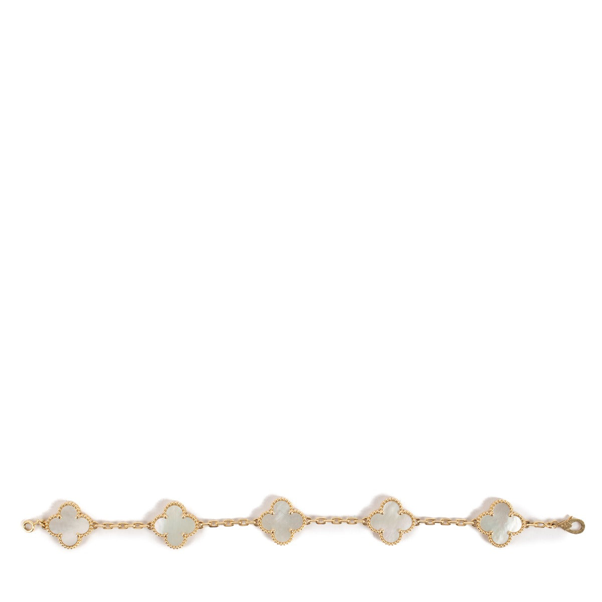 Van Cleef & Arpels Mother-of-Pearl/Yellow Gold Vintage Alhambra 5 Motifs Bracelet