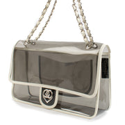 Chanel Grey PVC Heart Lock Large Classic Handbag