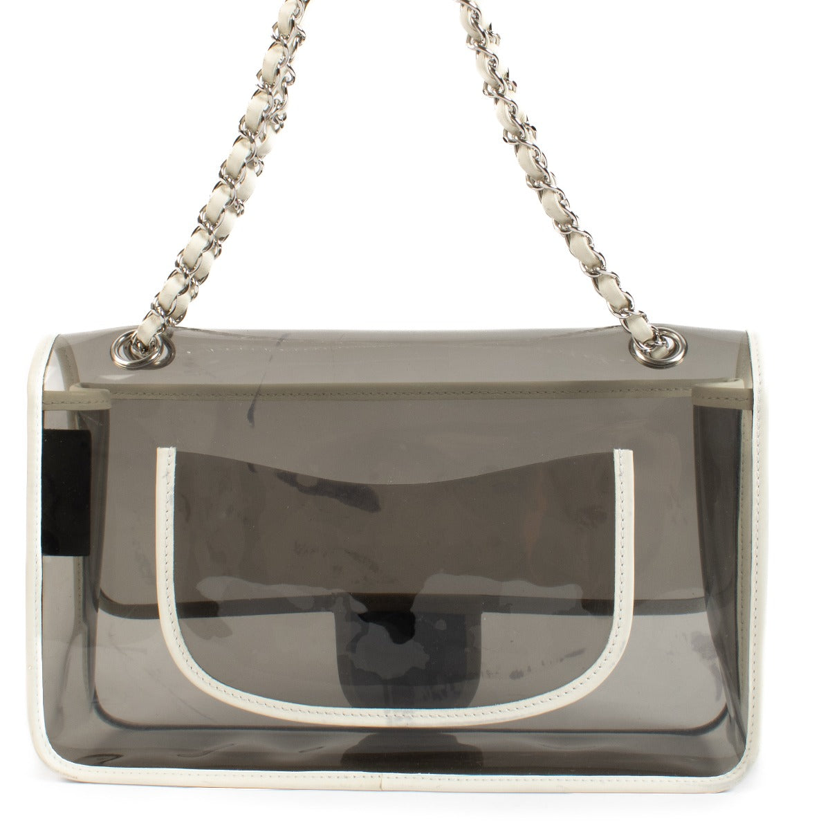 Authentic second hand Chanel Black PVC Heart Lock Large Classic Flap Bag on www.labellov.com