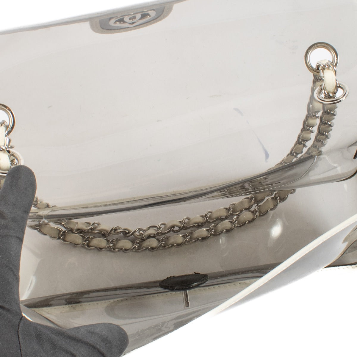 Chanel Black PVC Heart Lock Large Classic Flap Bag