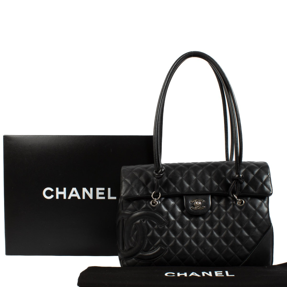 shop 100% authentic second hand Chanel Black Cambon Flap Quilted Leather Tote Bag on Labellov.com