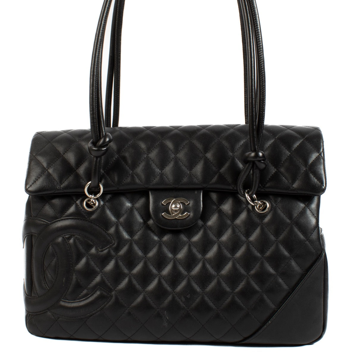 shop 100% authentic second hand Chanel Black Cambon Flap Quilted Leather Tote Bag on Labellov.com