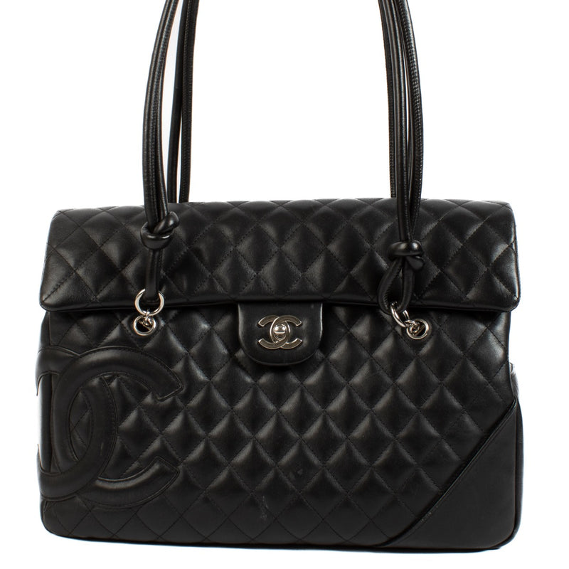 shop 100% authentic second hand Chanel Black Cambon Flap Quilted Leather Tote Bag on Labellov.com