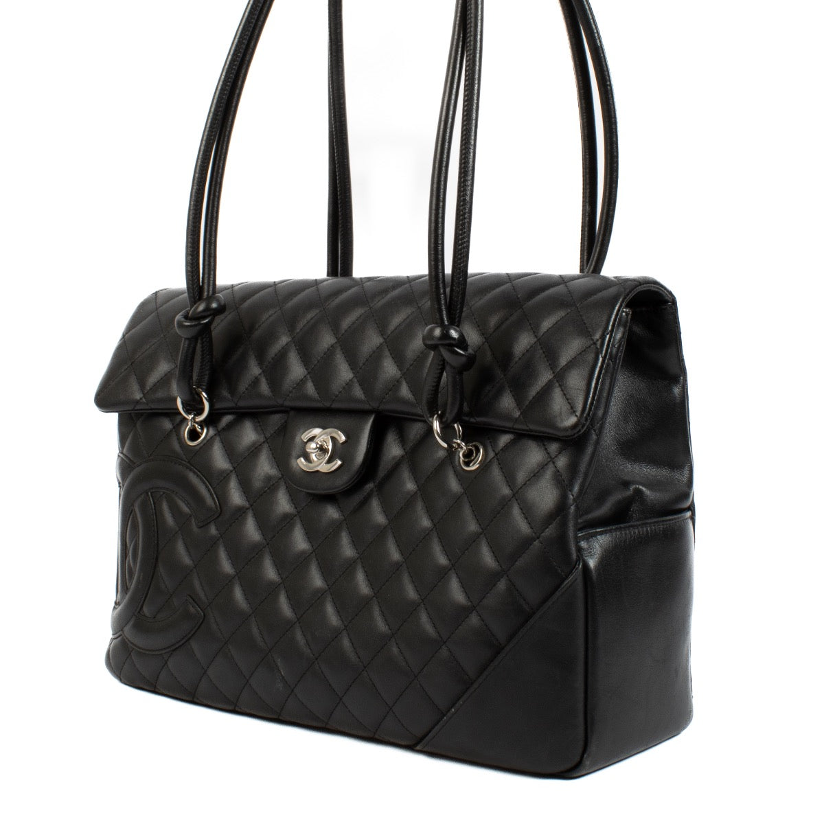 shop 100% authentic second hand Chanel Black Cambon Flap Quilted Leather Tote Bag on Labellov.com