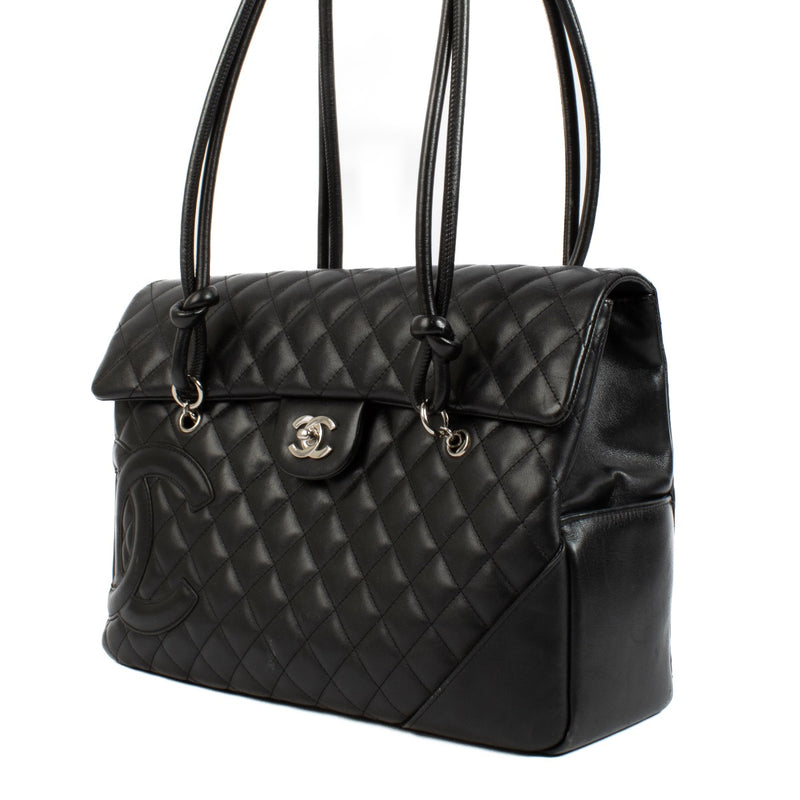 shop 100% authentic second hand Chanel Black Cambon Flap Quilted Leather Tote Bag on Labellov.com