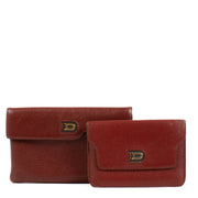 Delvaux Red Leather D Wallet Set