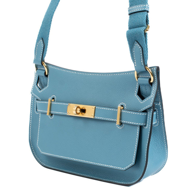 Authentic second hand brand new Hermès Jypsière Mini New Bleu Jean Evercolor GHW on www.labellov.com