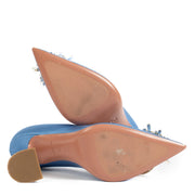 Buy 100% authentic Amina Muaddi Blue Heels - Size 37 1/2 on Labellov.com