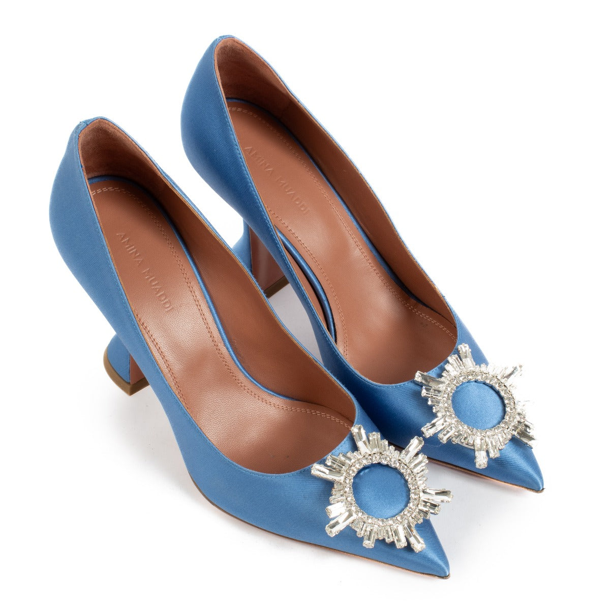 Buy 100% authentic Amina Muaddi Blue Heels - Size 37 1/2 on Labellov.com