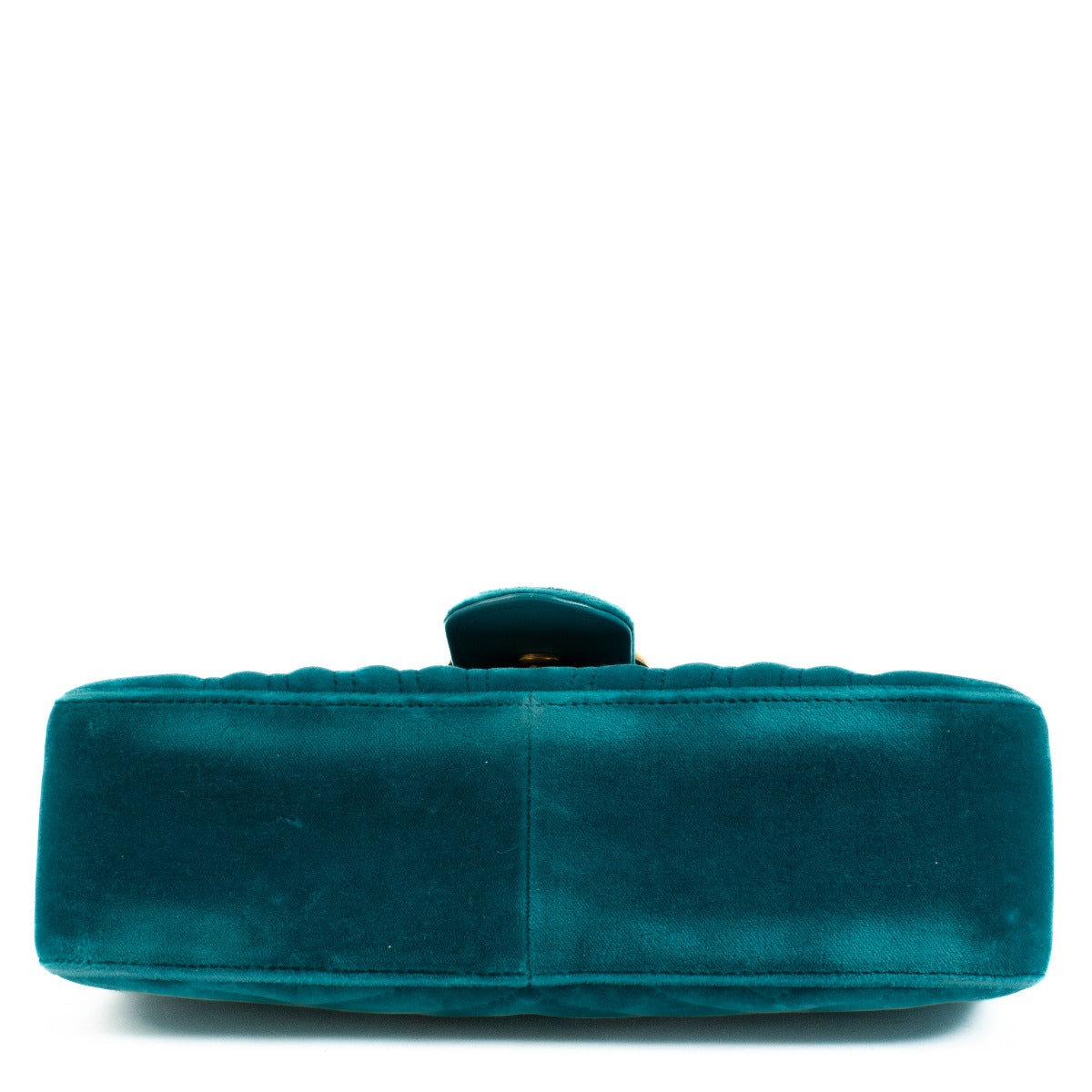 Gucci Pavone Cyan Velvet Small GG Marmont Shoulder Bag