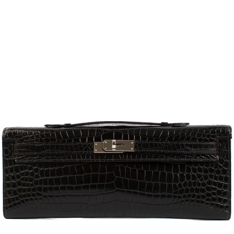 Hermès Black Crocodile Kelly Cut Pochette