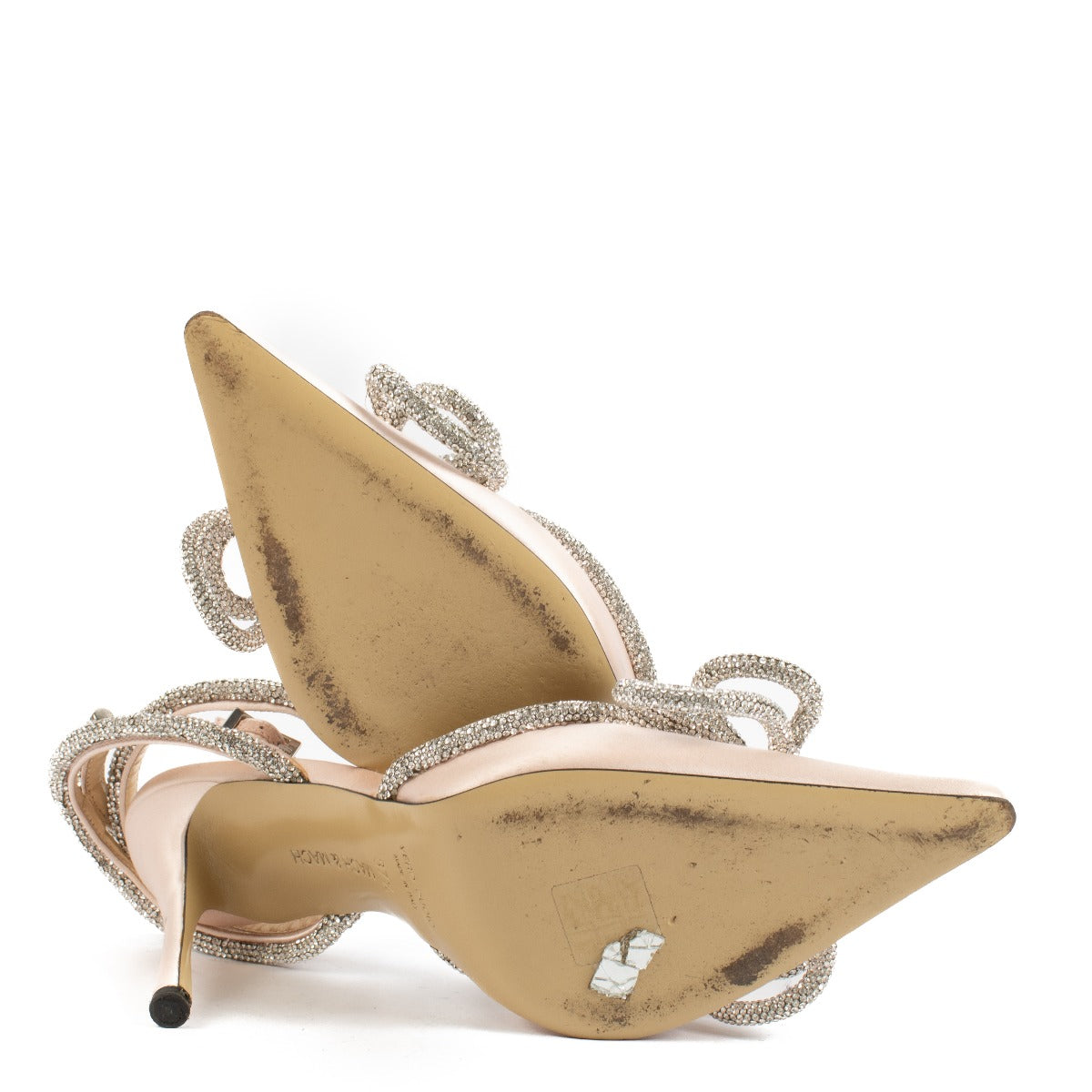 buy 100% authentic pre loved Mach & Mach Double Bow Pink Satin Pumps - Size 37 1/2 on Labellov.com