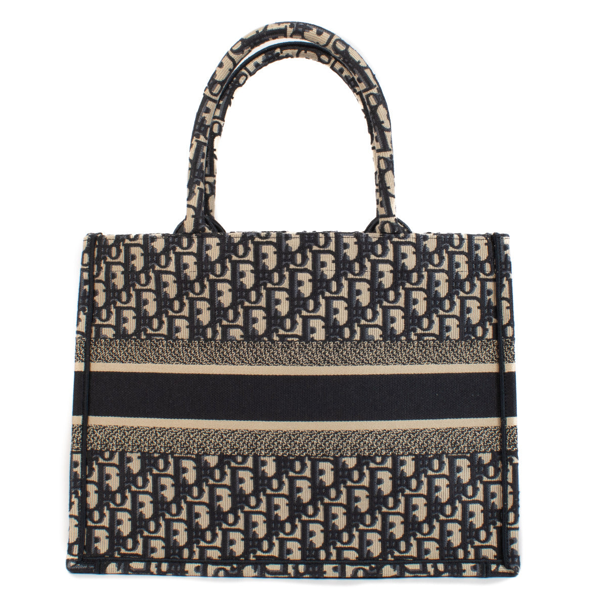 Sac cabas Christian Dior Book Tote taille moyenne toile jacquard oblique bleue
