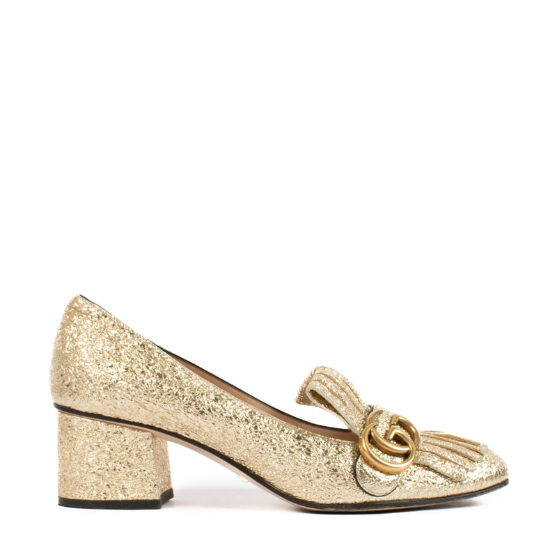 Gucci Marmont Gold Metallic Pumps - size 39