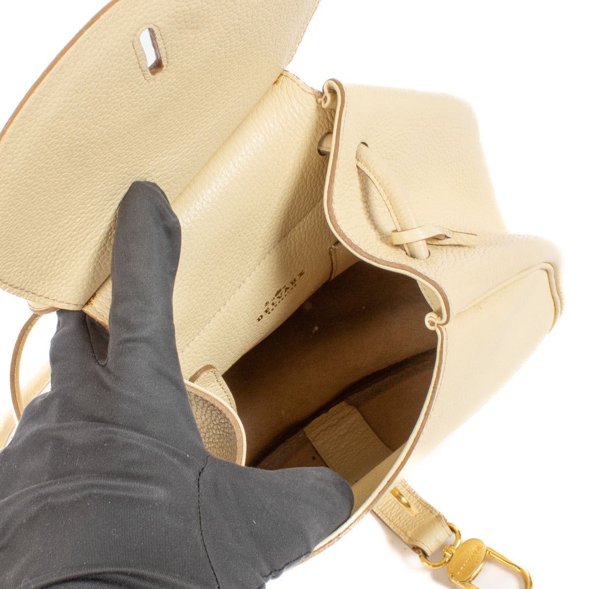 Delvaux Cream Leren Lucifer PM Tas
