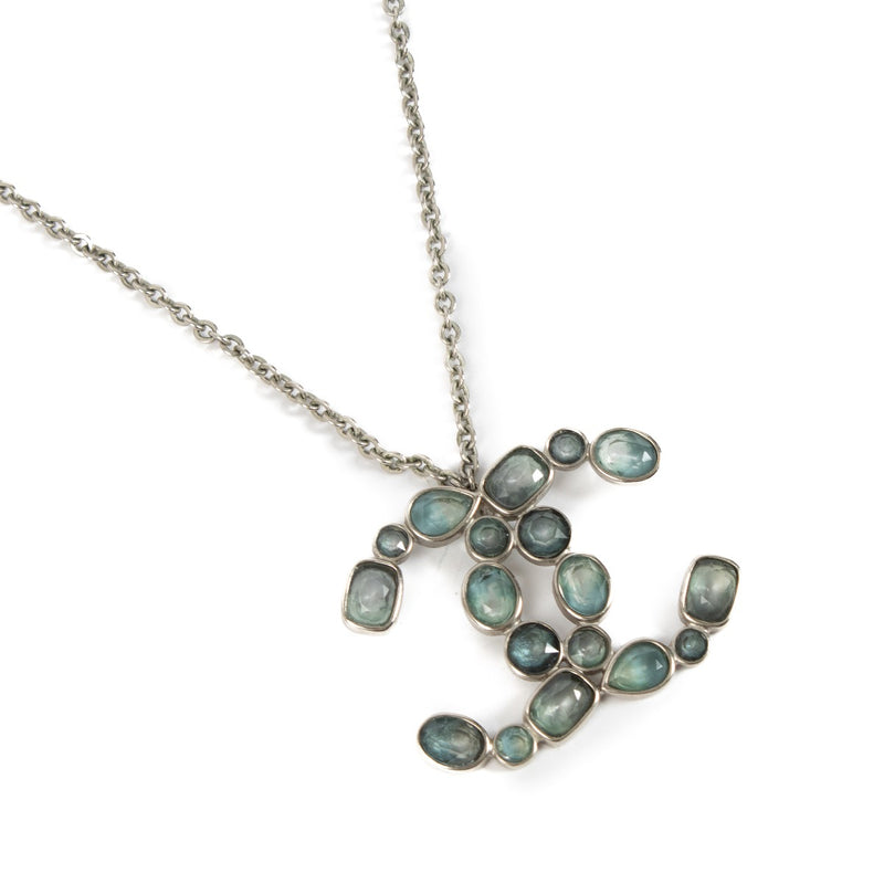Chanel 18S CC Blue Stone Necklace