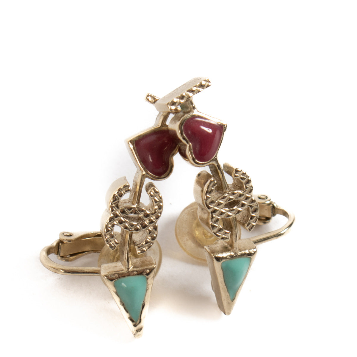 Chanel 17A Gold I Heart CC Earrings