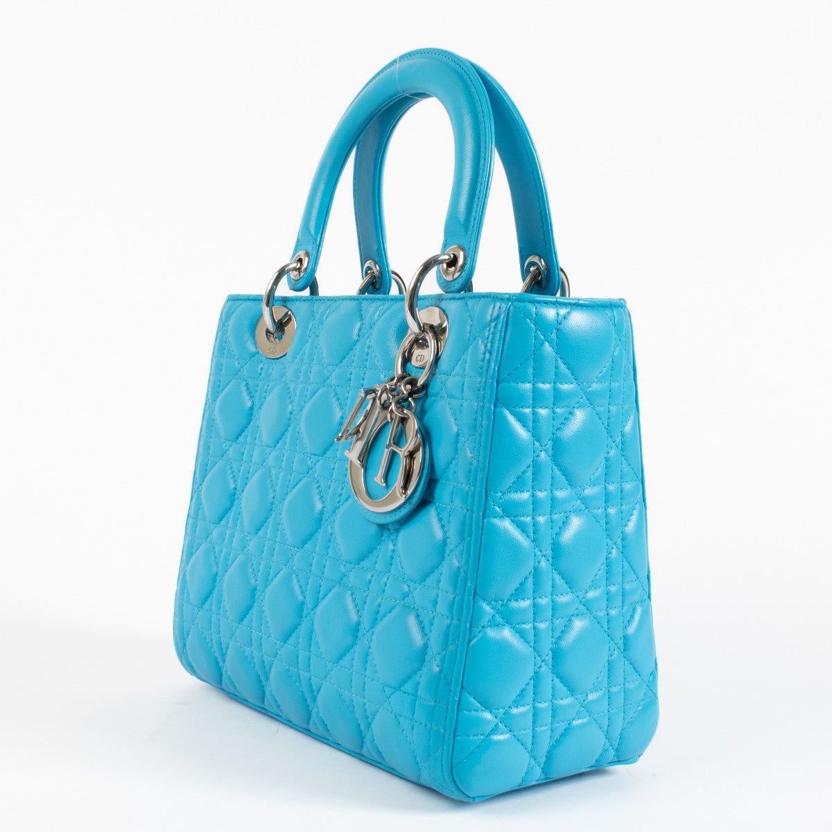 shop 100% authentic second hand Christian Dior Blue Medium Lady Dior Bag on Labellov.com