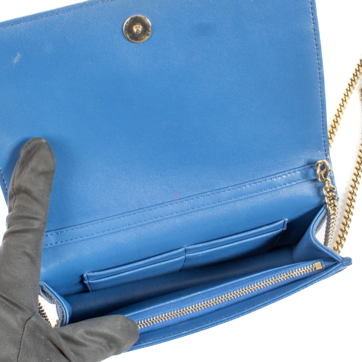 Christian Dior Blauwe Mini Diorama Chain Bag