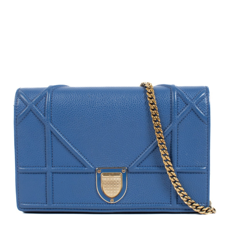 Christian Dior Blue Diorama Chain Pouch