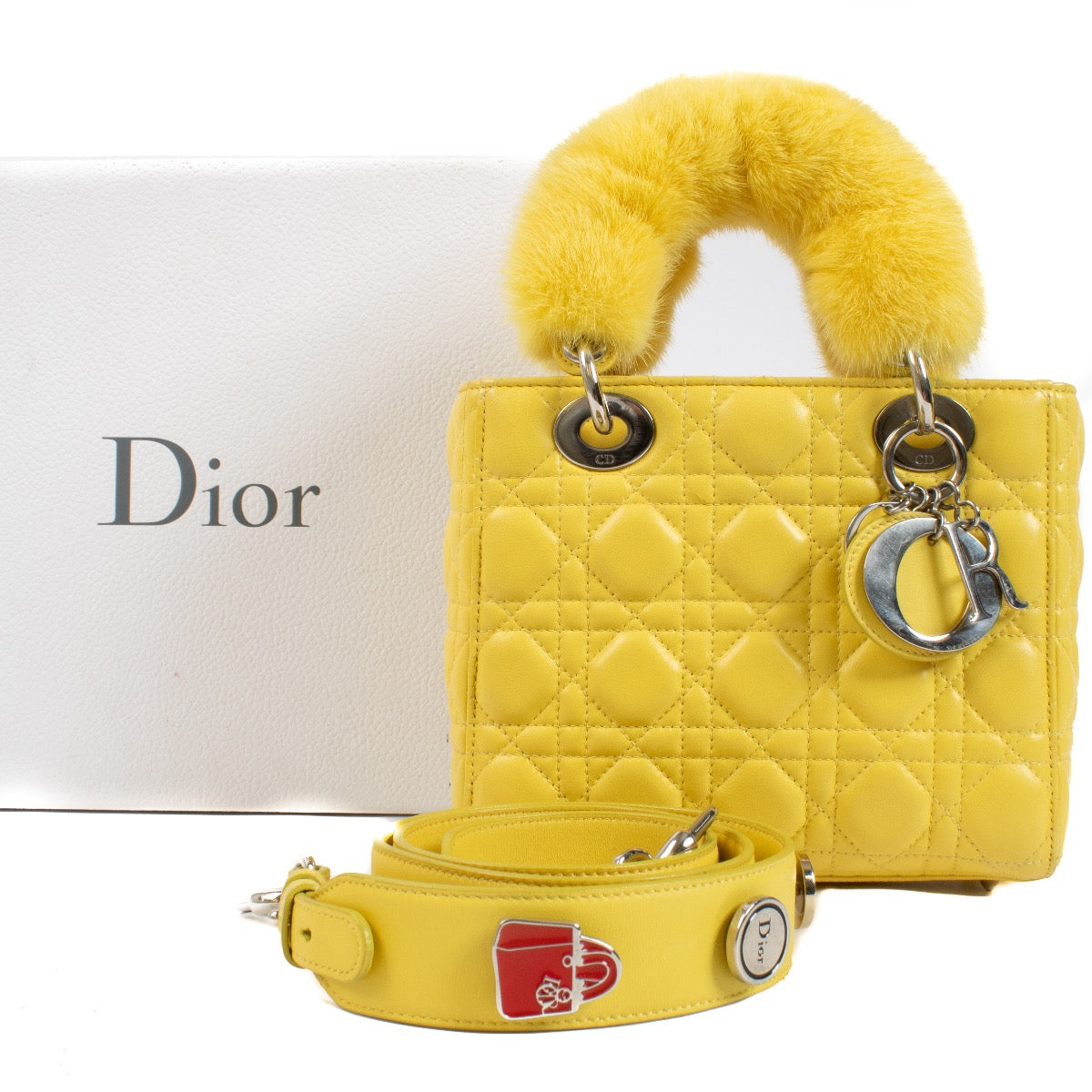 Authentic second hand Christian Dior Yellow Small Lady Dior Bag on Labellov.com