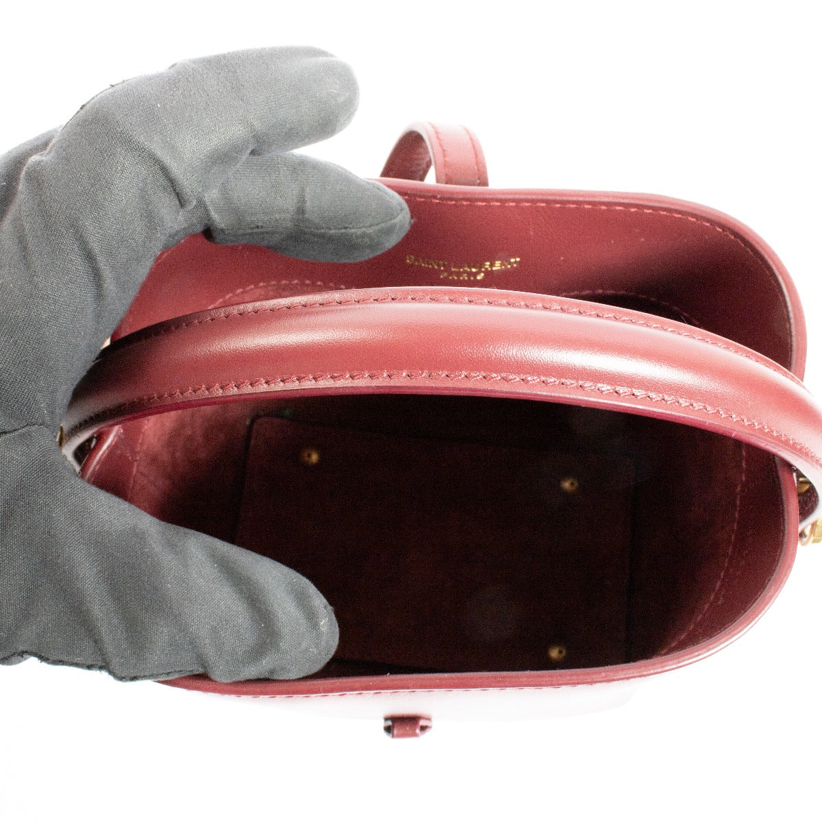 Authentic second hand Saint Laurent Burgundy Le 37 Mini Bucket Bag on Labellov.com
