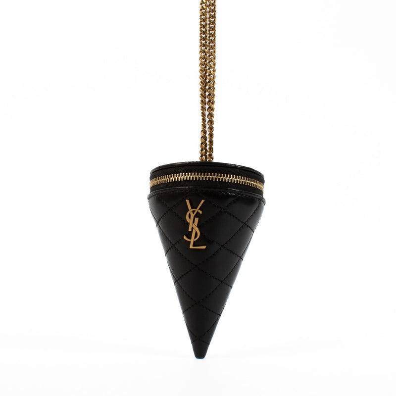 Authentic second hand Saint Laurent Black Cone On Chain Clutch on Labelov.com