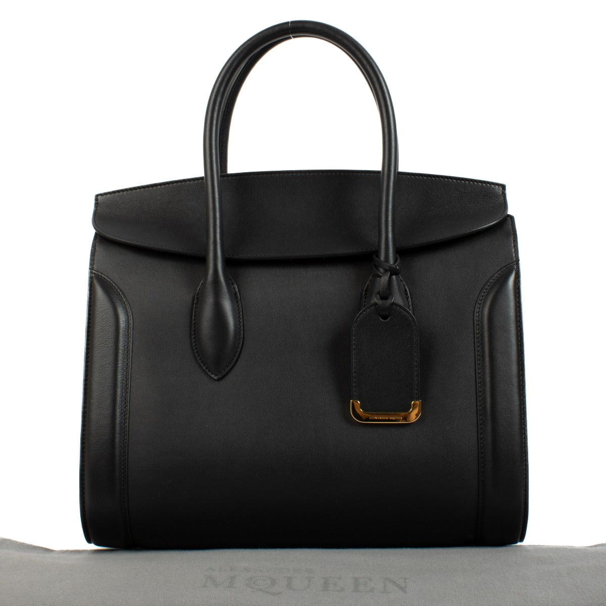 Alexander McQueen Heroine Smooth Black Handbag aan de beste prijs bij Labellov tweedehands.