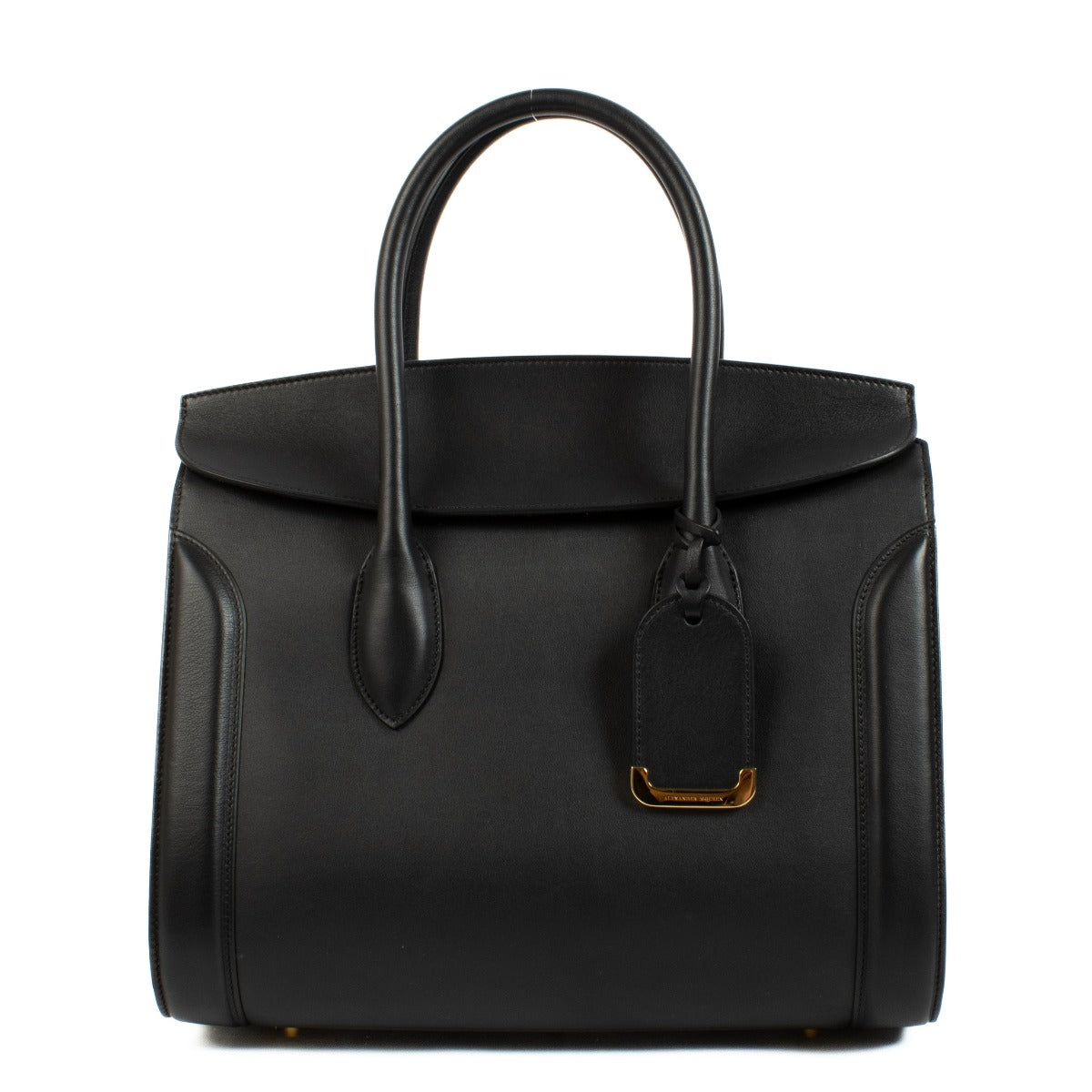 Alexander McQueen Heroine Smooth Black Handbag aan de beste prijs bij Labellov tweedehands.