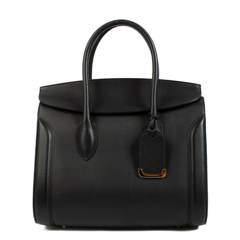 Alexander McQueen Heroine Smooth Black Handbag aan de beste prijs bij Labellov tweedehands.