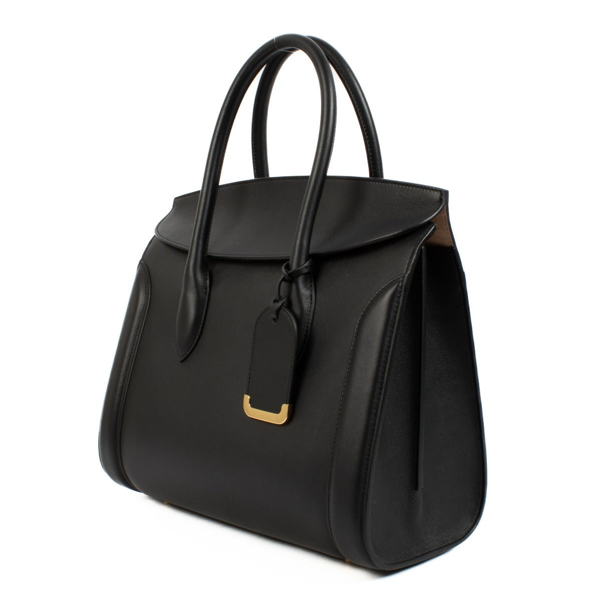 Alexander McQueen Heroine Smooth Black Handbag aan de beste prijs bij Labellov tweedehands.