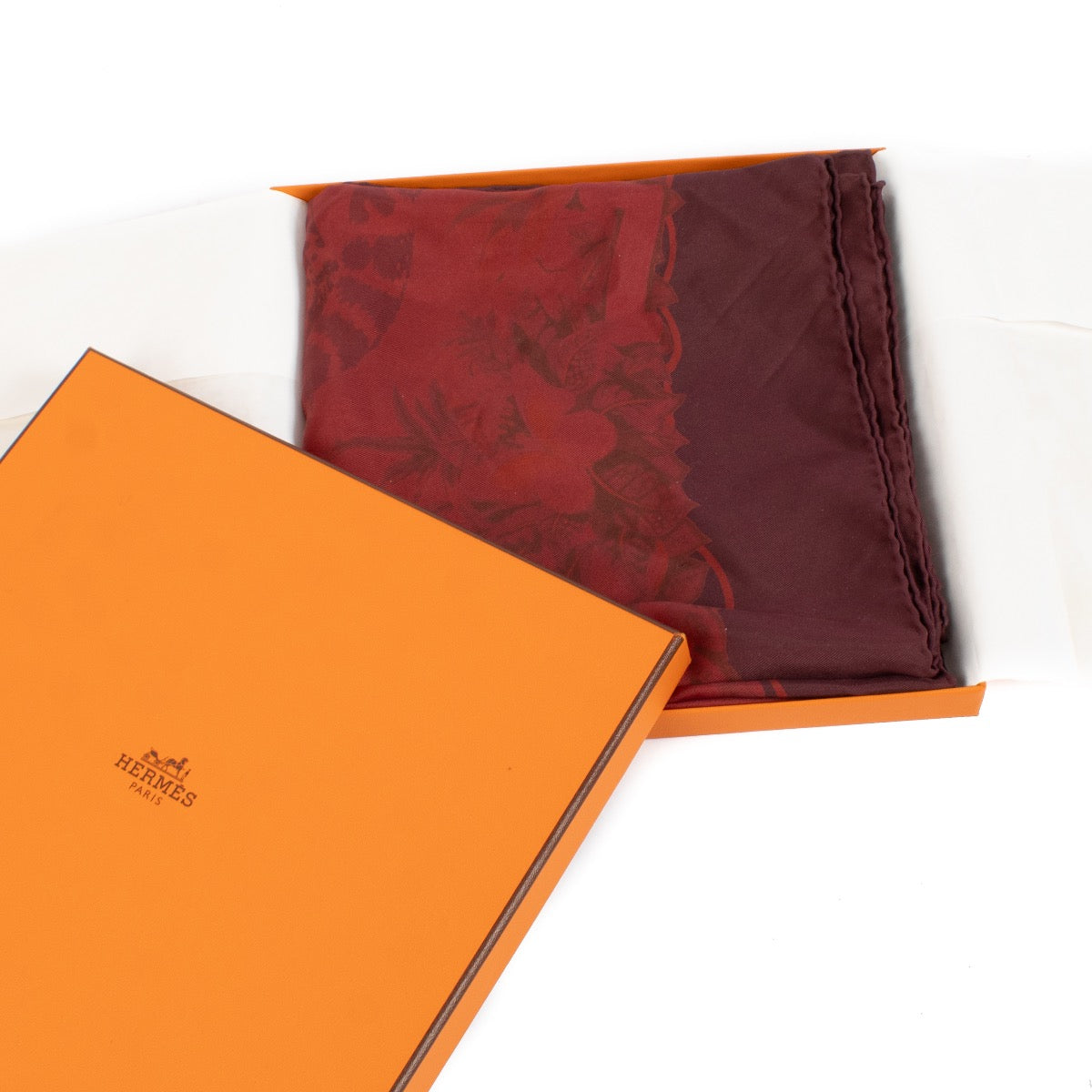 shop 100% authentic second hand Hermès Burgundy Surteint Silk Scarf on Labellov.com