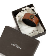 Delvaux Brown leather cuff bracelet.