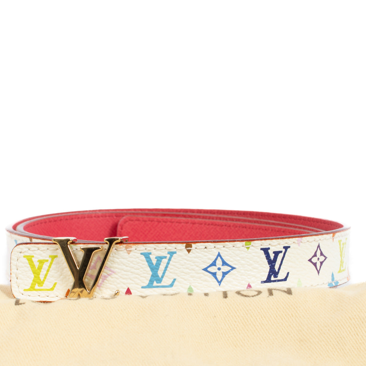 Louis Vuitton Witte Monogram Multicolore Iconische 20mm Riem
