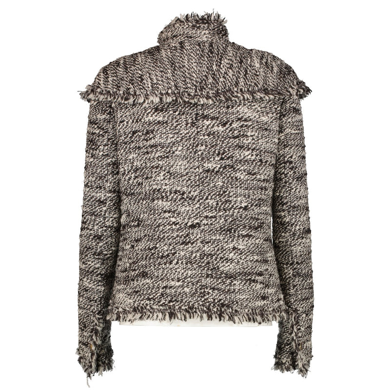 Chanel 04A Embroidered Patches Fringe Wool Tweed Jacket - Size FR36