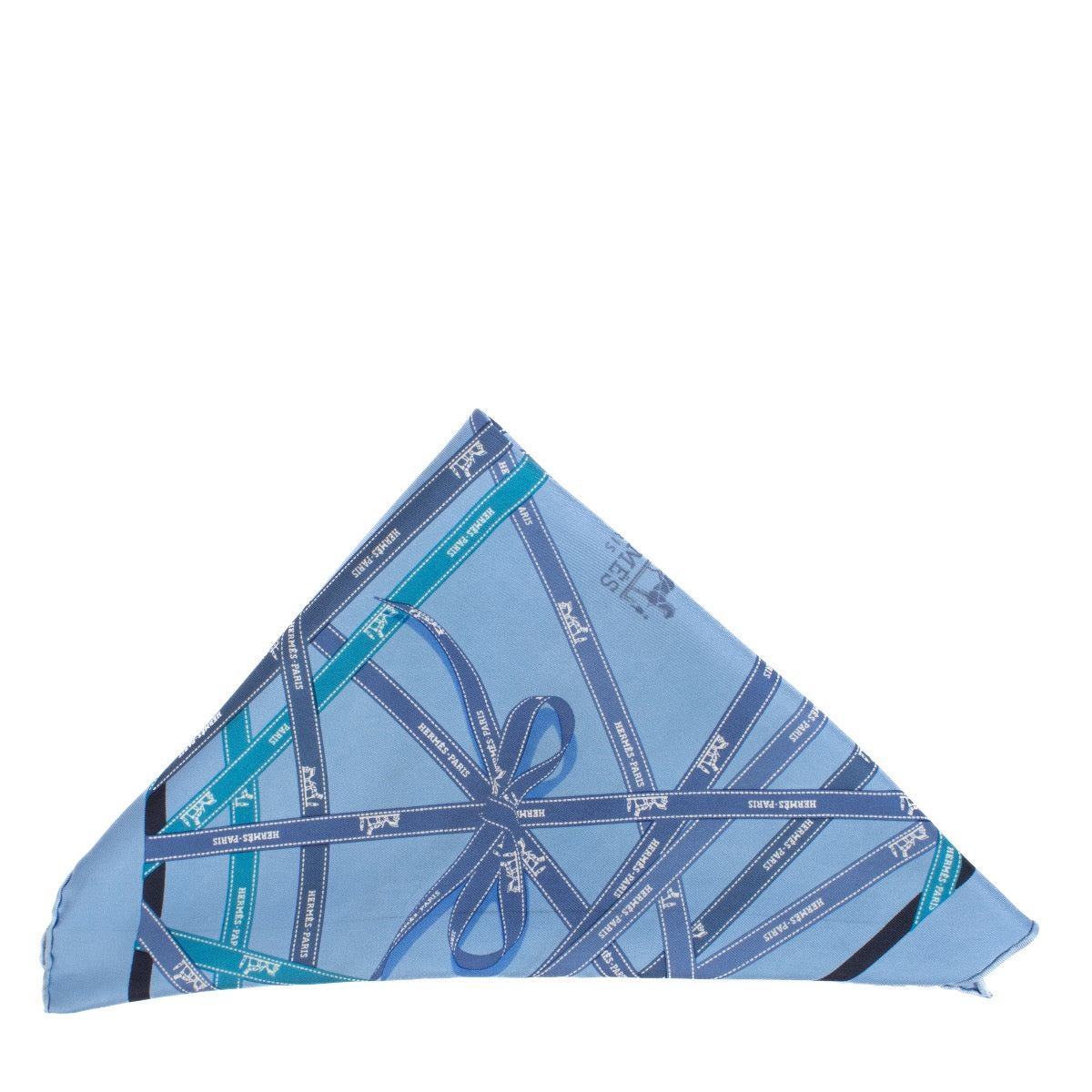 shop 100% authentic second hand Hermès Blue Bolduc Pointu Ribbon Triangle Scarf on Labellov.com