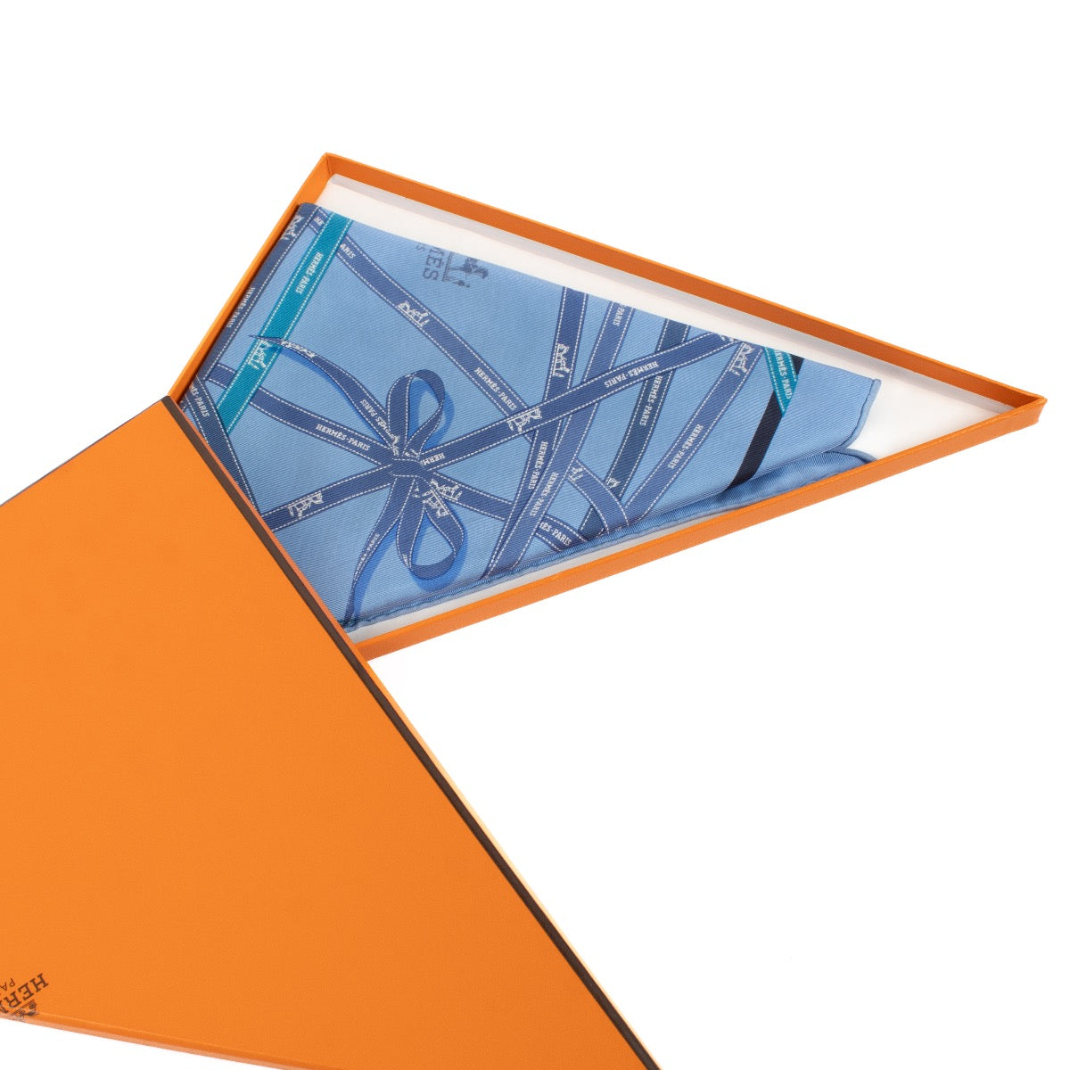 shop 100% authentic second hand Hermès Blue Bolduc Pointu Ribbon Triangle Scarf on Labellov.com
