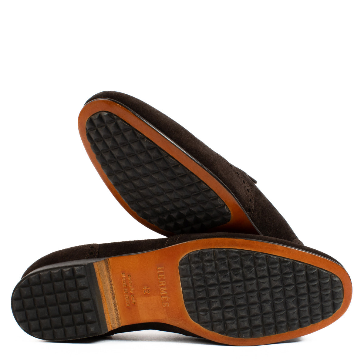 Hermès Bruine Nubuck Loafers - maat 42
