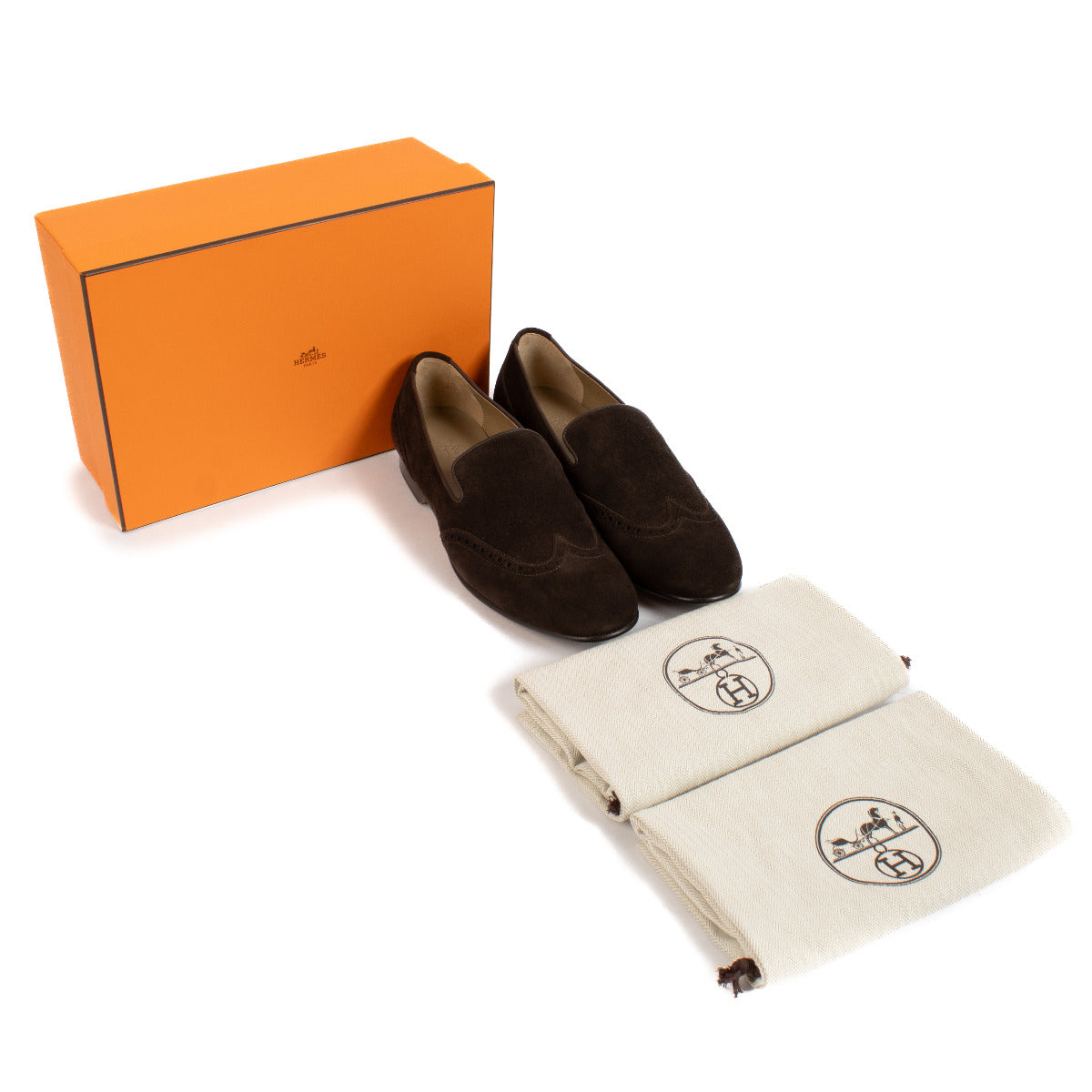 Hermès Brown Nubuck Loafers - size 42