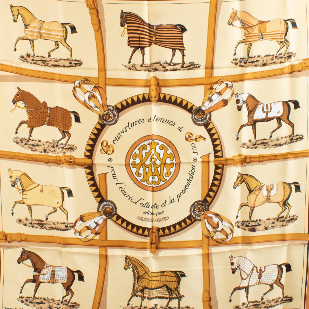 shop 100% authentic second hand Hermès Couvertures Et Tenues De Jour Carré 90 Silk Scarf on Labellov.com