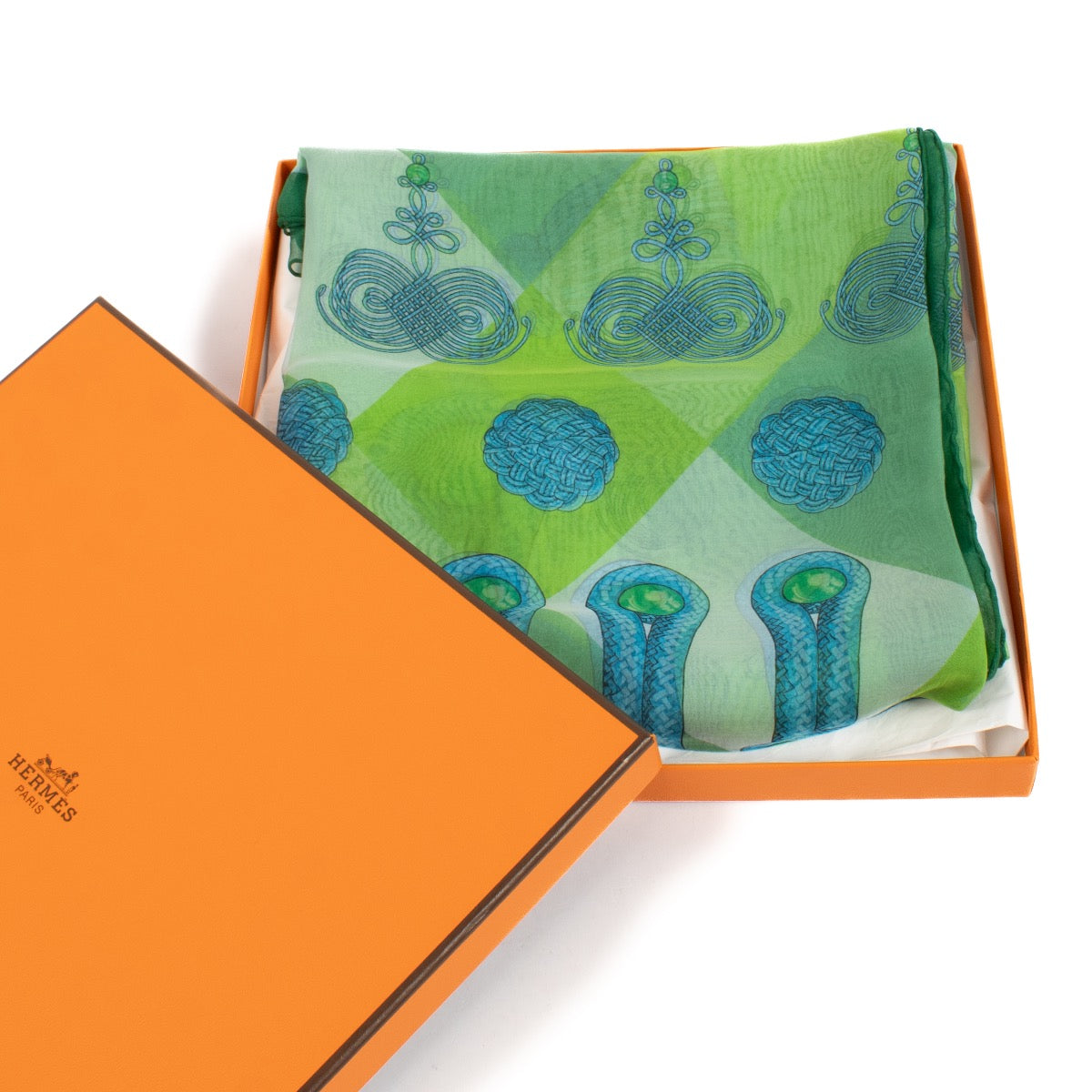 shop 100% authentic second hand Hermès Green Mouselline Silk Scarf on Labellov.com