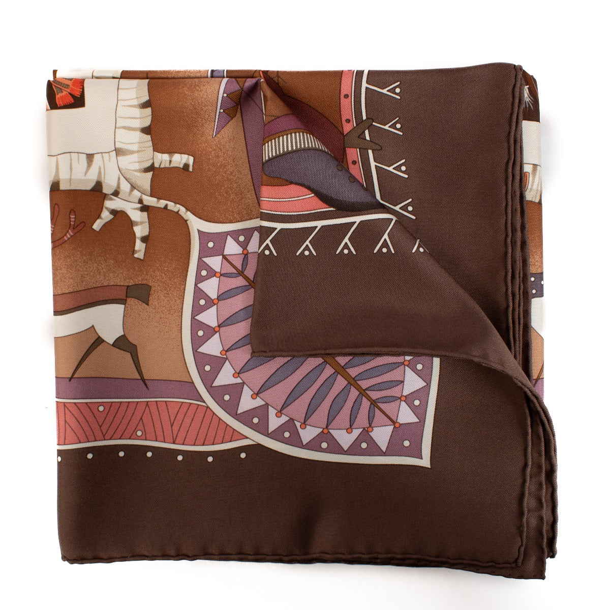 buy 100% authentic pre loved Hermès Brown La Vie Du Grand Nord Carre 90 Scarf on Labellov.com