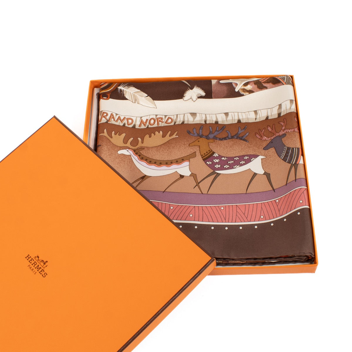buy 100% authentic pre loved Hermès Brown La Vie Du Grand Nord Carre 90 Scarf on Labellov.com